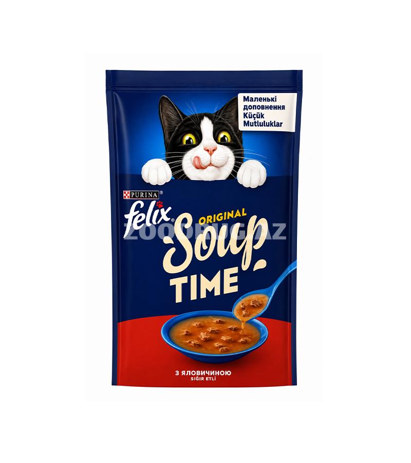 Felix Soup Original Beef yaş yemi - yetkin pişiklər üçün mal əti ilə şorba 48 gr.