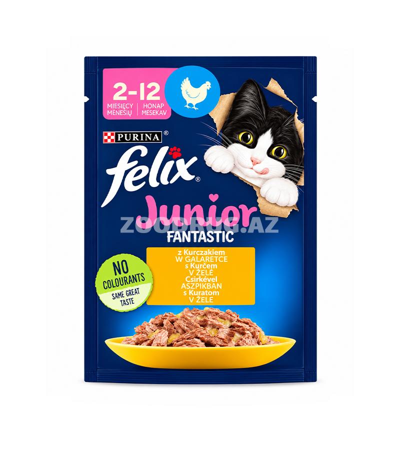 Felix Junior Fantastic toyuq ətli jeledə yaş yem bala pişiklər üçün