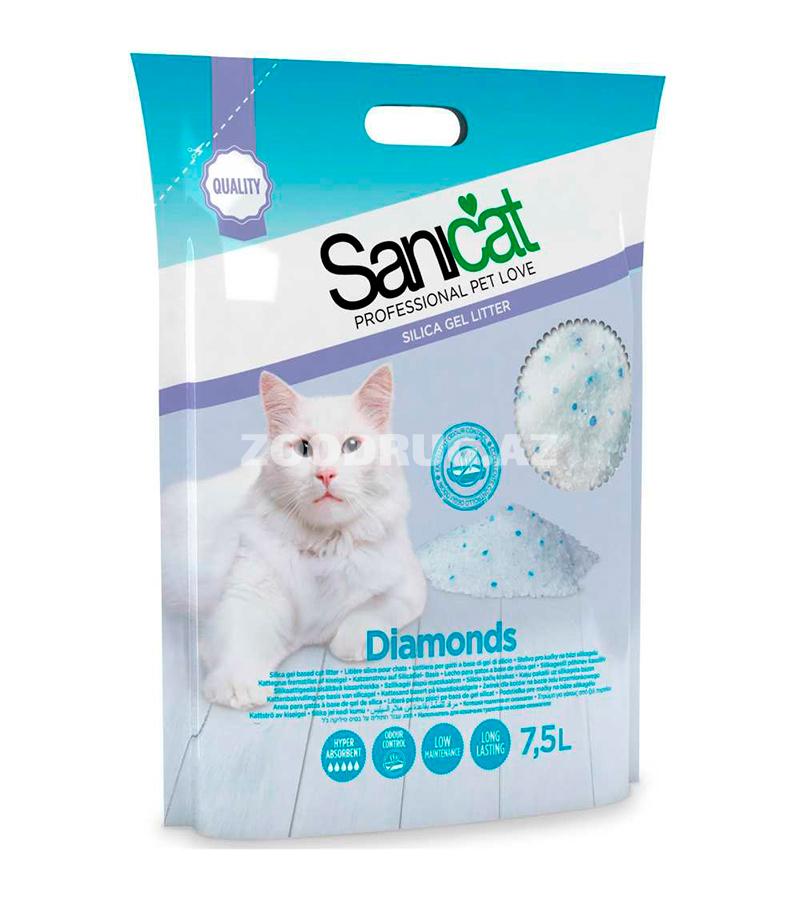 Наполнитель для кошачьего туалета Sanicat Diamonds Silica Gel силикагелевый без аромата 7.5 лтр.