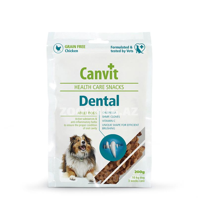 Лакомство Canvit Dental Snack для ухода за зубами и ротовой полостью взрослых и стареющих собак 200 гр.
