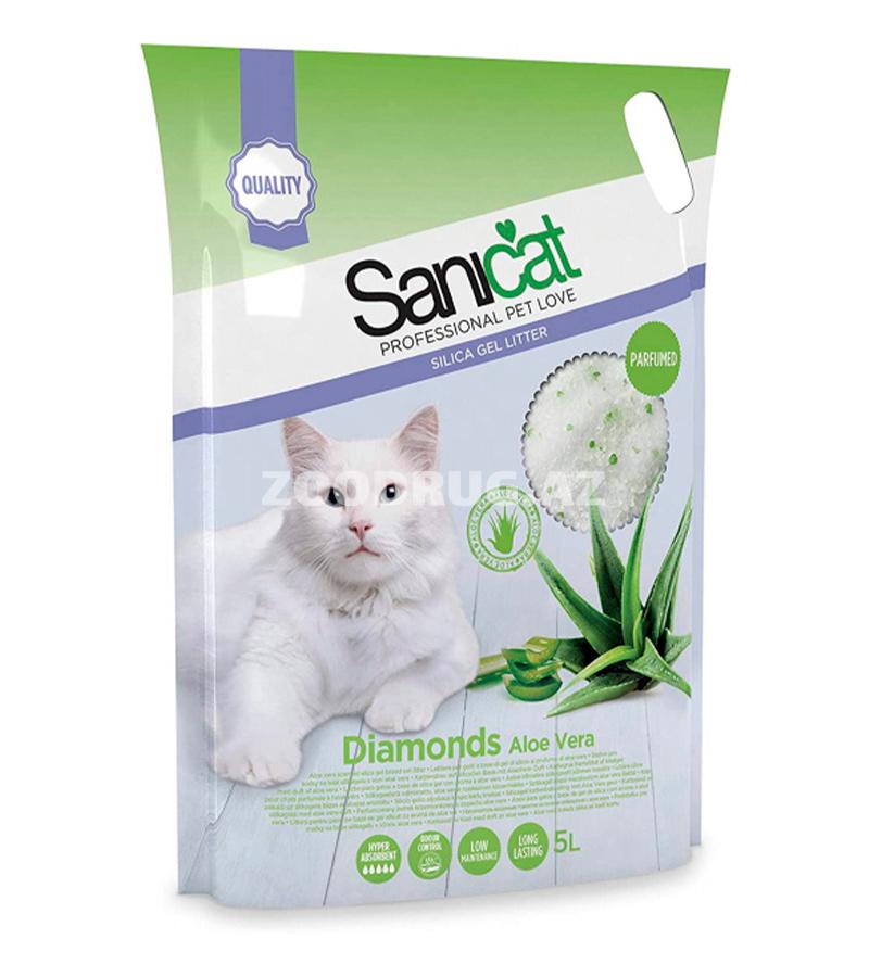 Наполнитель для кошачьего туалета Sanicat Aloe Vera Silica Gel силикагелевый с ароматом алое вера 5 лтр