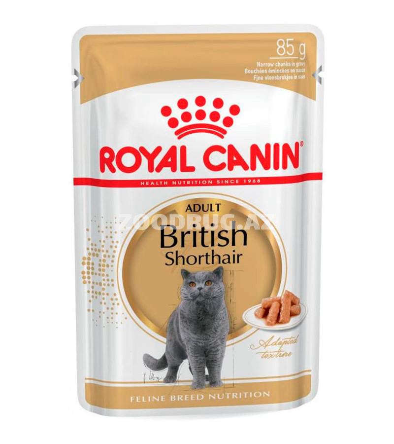 Влажный корм Royal Canin British Shorthair Adult Cat  для взрослых британских короткошерстных кошек со вкусом курицы в соусе 85 гр.