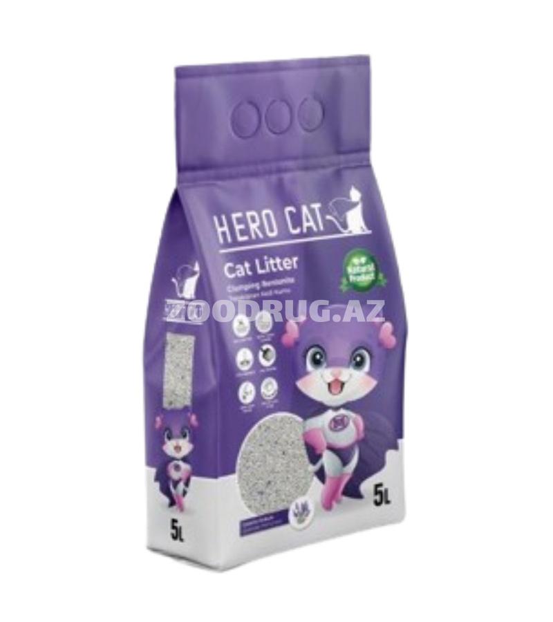 Наполнитель для кошачьего туалета Hero Cat Lavender, бентонитовый, комкующийся с запахом лаванды 5 лтр.