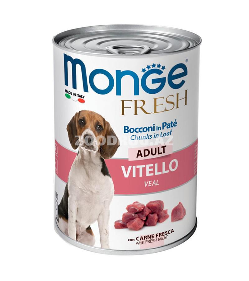 Влажный корм Monge Fresh Dog Adult Veal in Loaf мясной паштет для взрослых собак со вкусом телятины 400 гр.