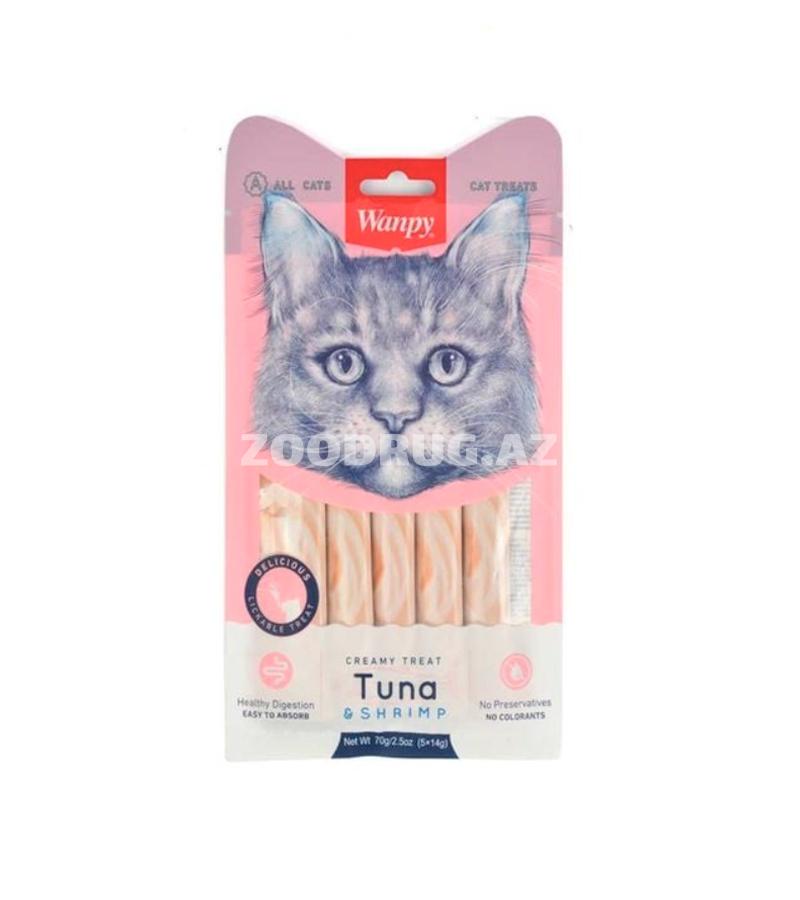 Лакомство Wanpy Creamy Treat Tuna & Shrimp для кошек со вкусом тунца и креветок 70 гр.