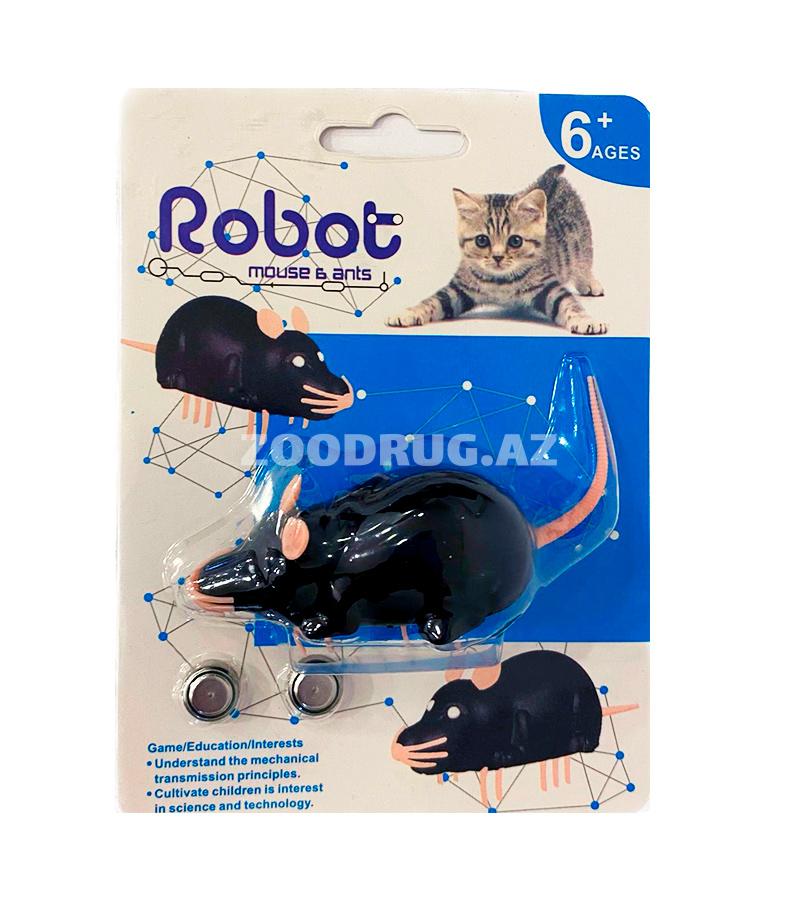 Автоматическая мышка-дразнилка для кошки на батарейках. Цвет: Черный.