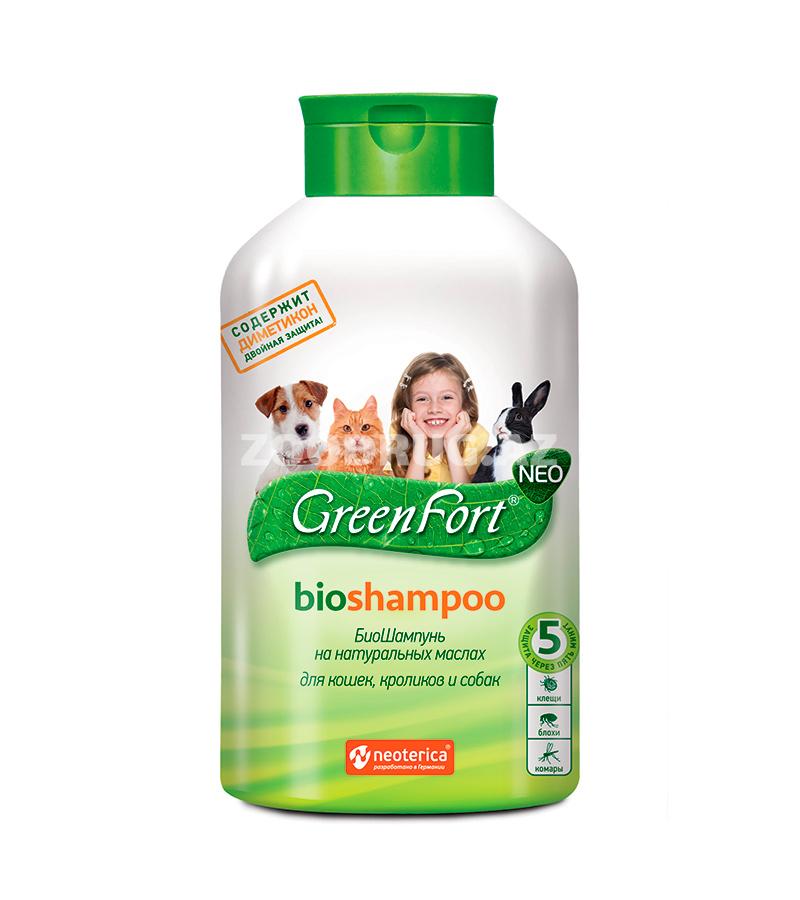 GREEN FORT NEO БиоШампунь репеллентный для собак, кошек и кроликов против клещей, блох, власоедов и комаров (380 мл)