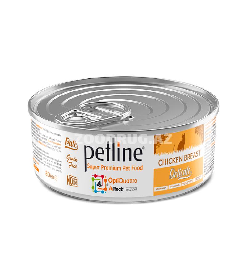 Влажный корм Petline Adult Cat Chicken Entree Delicate, паштет для взрослых кошек с курицей 80 гр. 