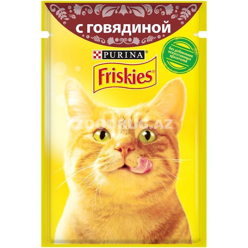 Влажный корм Friskies для взрослых кошек с говядиной в подливе (85 гр)