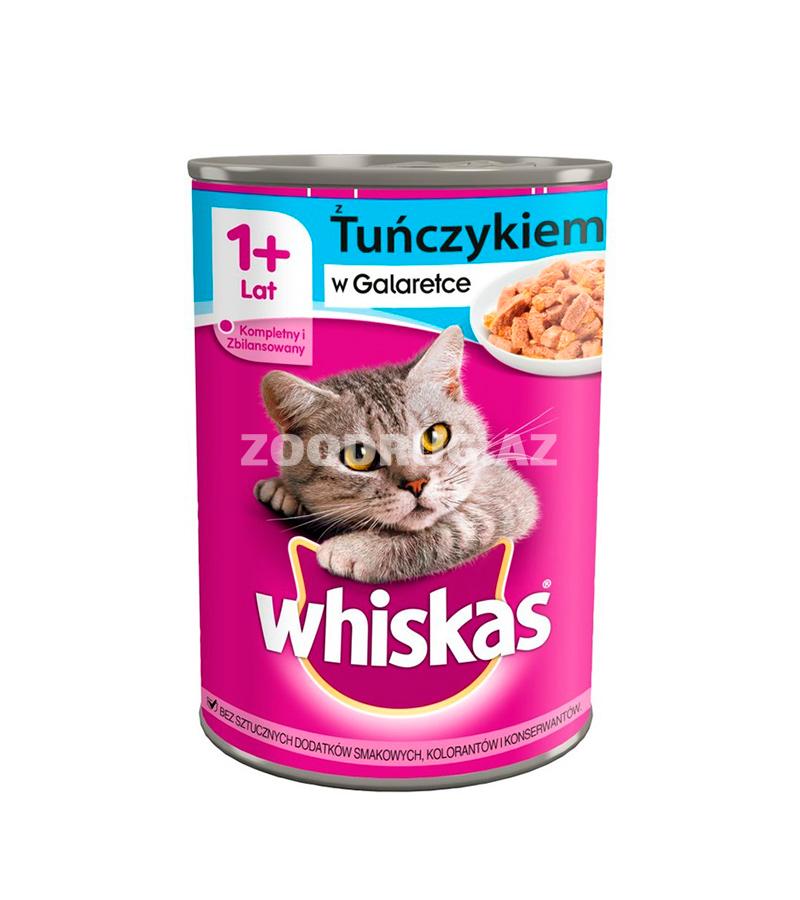 Влажный корм Whiskas для взрослых кошек, тунец в желе 400 гр.