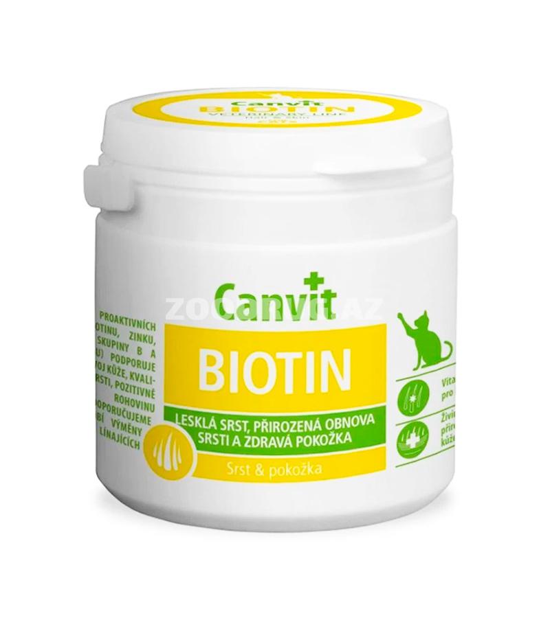 Витамины Canvit Biotin Hair&Skin для красоты шерсти и здоровья кожи кошек 100 гр.