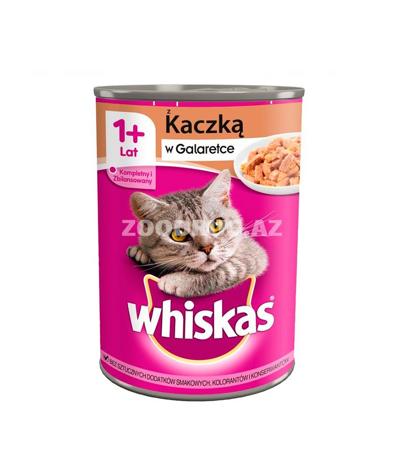 Влажный корм Whiskas для взрослых кошек, утка в желе 400 гр.