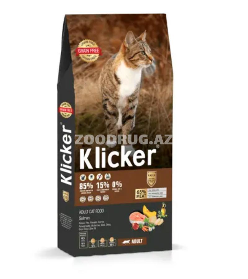 Сухой корм Klicker Super Premium Adult Cat Salmon для взрослых кошек с лососем.