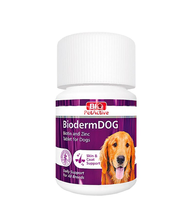 Витамины Bio PetActive Bioderm Dog Biotin and Zinc Tablet для собак способствующая формированию блестящей шерсти и здоровой кожи 75 табл.