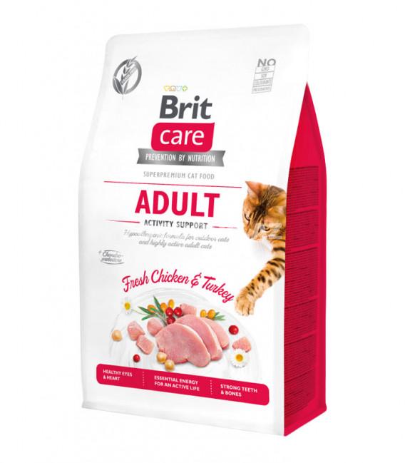 Сухой корм Brit Care Hypoallergenic, Super Premium, Grain Free, Cat Adult Activity Support  для взрослых кошек гипоаллергенный, беззерновой со вкусом индейки и курицы.