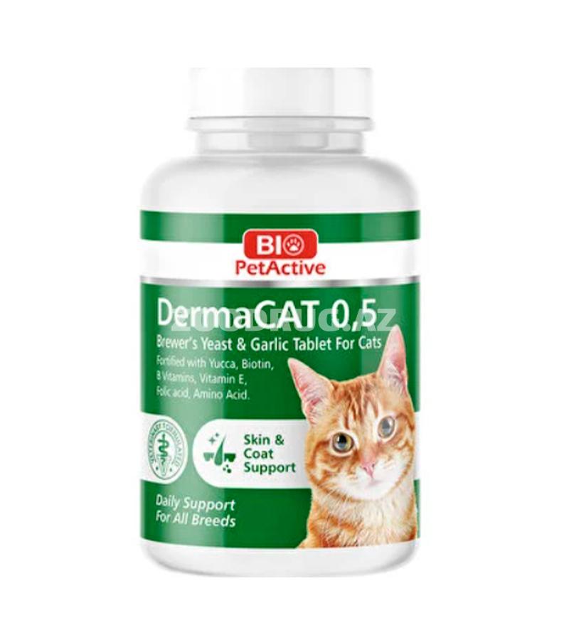 Витамины Bio PetActive Dermacat Brewers Yeast & Garlic Tablet  укрепляет структуру волос и уменьшает их выпадение у кошек 150 табл.