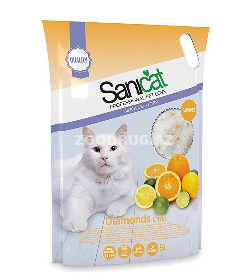 Наполнитель для кошачьего туалета Sanicat Citrus Silica Gel силикагелевый с ароматам цитрусов 5 лтр.