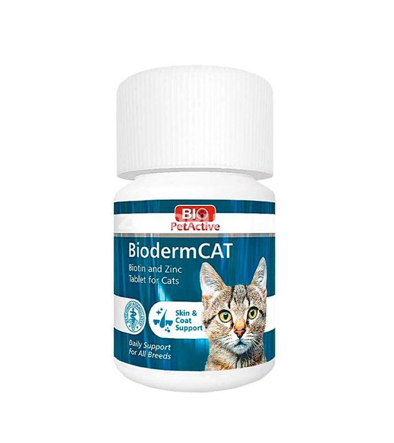 Витамины Bio PetActive Bioderm Сat Biotin Zinc Tablet для кошек  способствующие формированию блестящей шерсти и здоровой кожи 100 табл.
