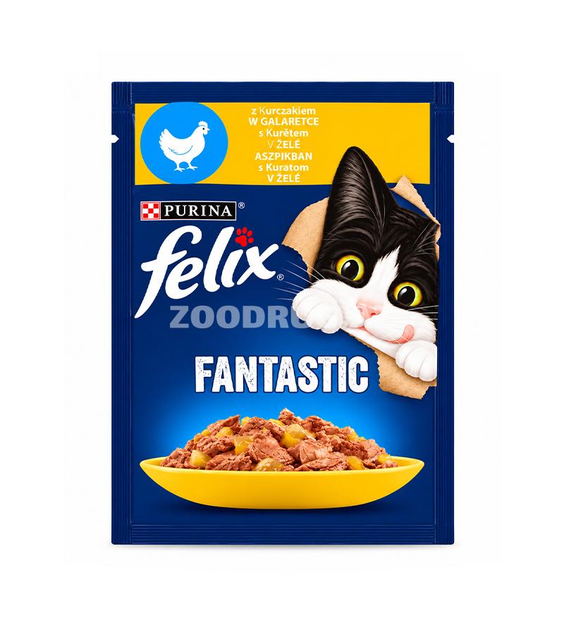 Felix Fantastic toyuq ətli jeledə yaş yem — yetkin pişiklər üçün