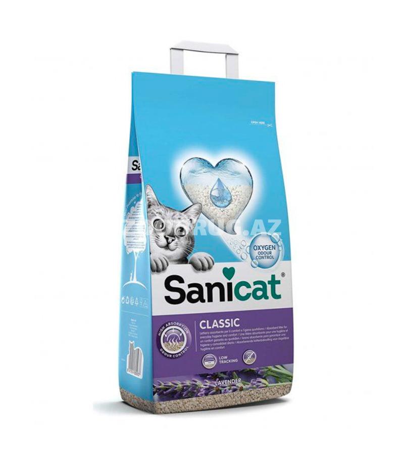 Наполнитель для кошачьего туалета SANICAT CLASSIC LAVENDER , бентонитовый, впитывающий с запахом лаванды 10 лтр.