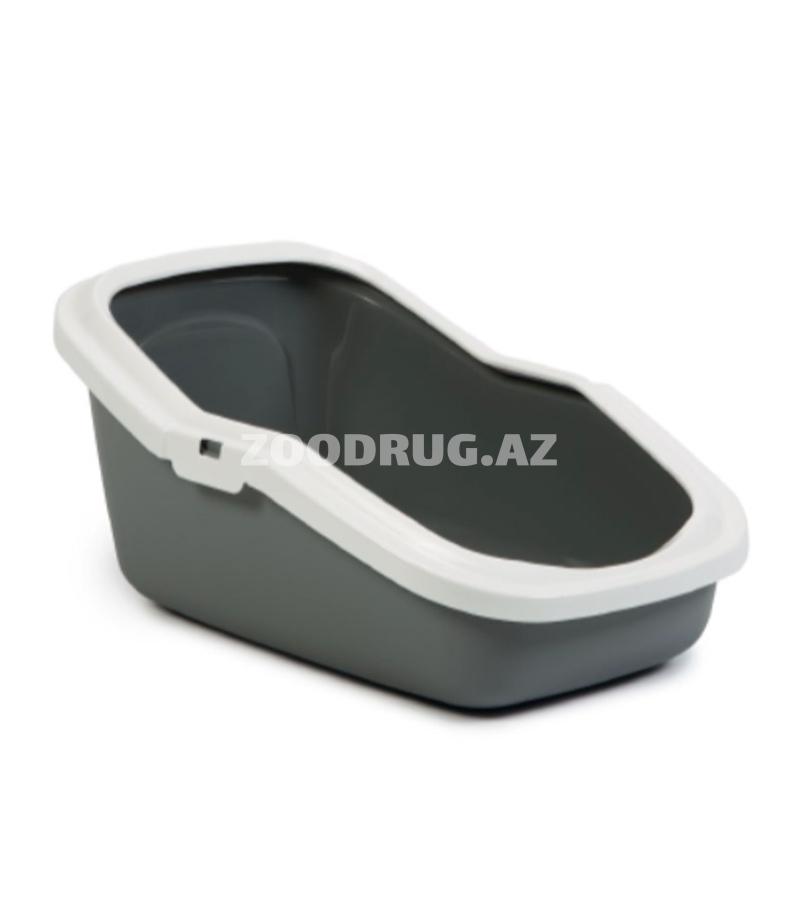 Лоток для кошачего туалета Savic с высокими бортами. Цвет: Серый. Размер: 56x39x27.5 см.