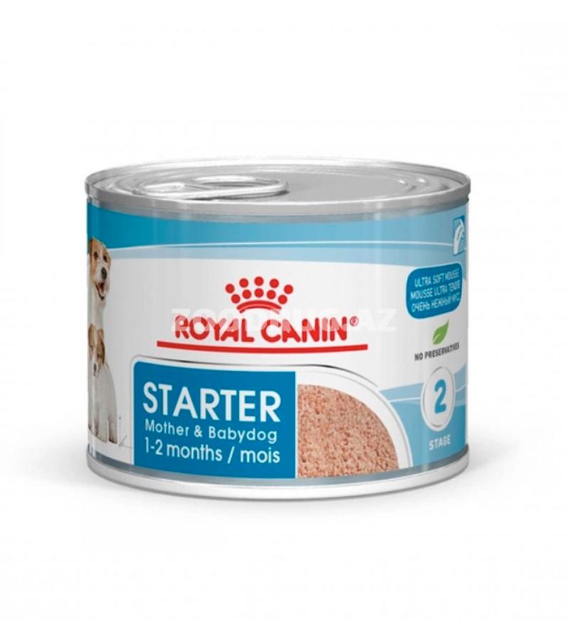 Влажный корм Royal Canin Starter Mousse, мусс для щенков до 2 месяцев, беременных и кормящих сук 195 гр.