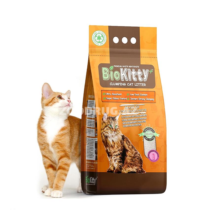 Наполнитель для кошачьего туалета BioKitty+ (бентонитовый, комкующийся)с ароматом детской присыпки 5л