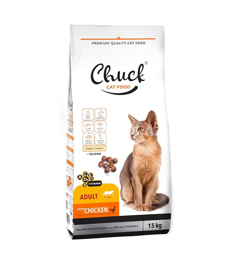 Сухой корм Chuck Cat Food Adult with Chicken для взрослых кошек со вкусом курицы 15кг.