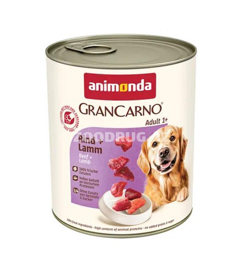 Yaş yem Animonda GranCarno Adult Rind + Lamm - yetkin itlər üçün mal və quzu əti ilə yaş yem, 800 qr.