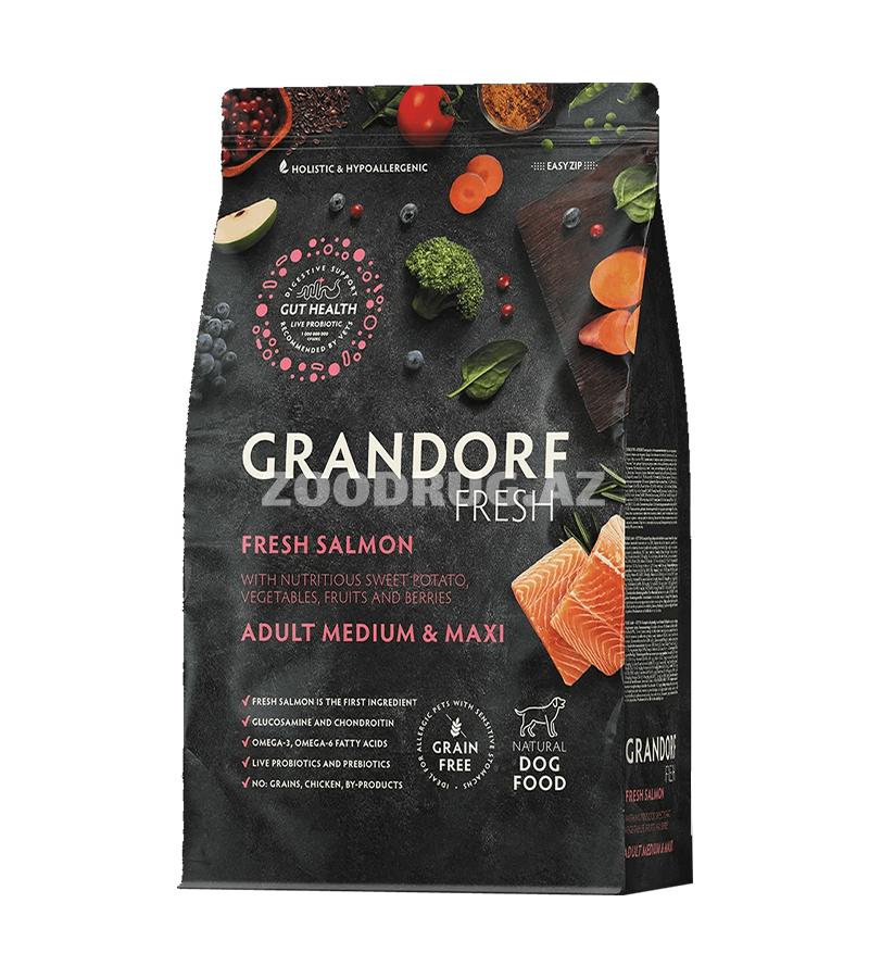 Сухой корм Grandorf Fresh Holistiс Hypoallergenic Adult Medium & Maxi Fresh Salmon - гипоалергенный холистик корм со свежим лососем для взрослых собак средних и крупных пород.