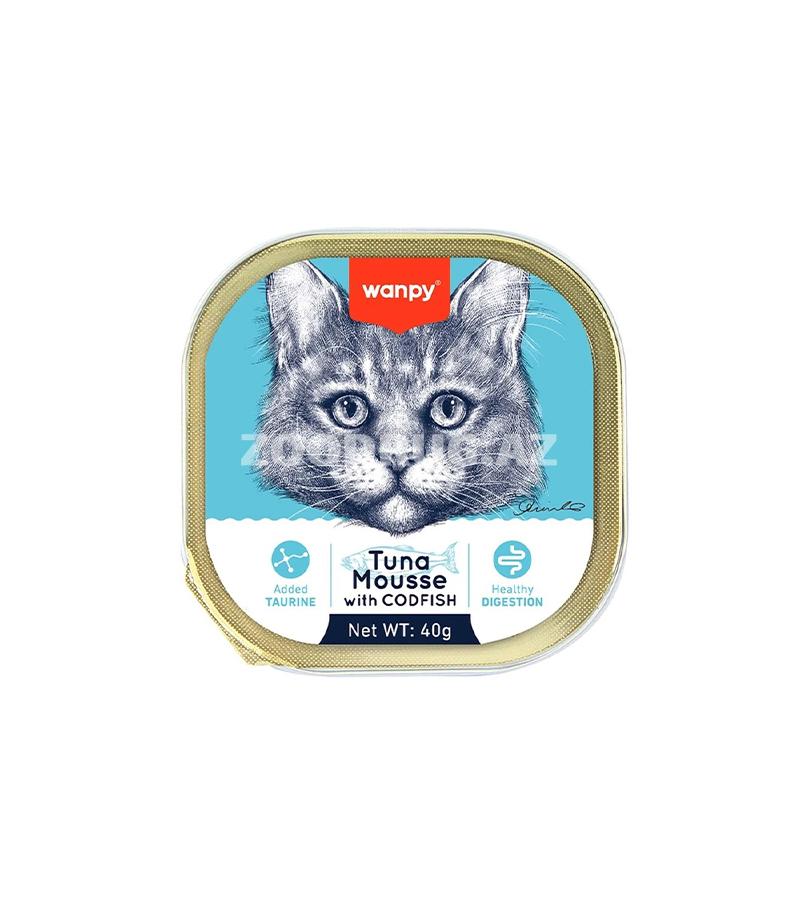 Wanpy Tuna Mousse with Codfish — Ton balığı və cod balığı (treska) ilə müs pişiklər üçün (40 q)