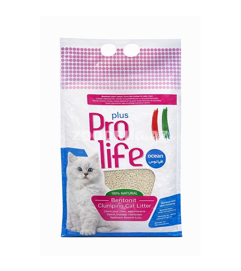 Наполнитель Pro Life Plus Bentonite Clumping Cat Litter с эффектом быстрого комкования и свежим ароматом Ocean. 5л