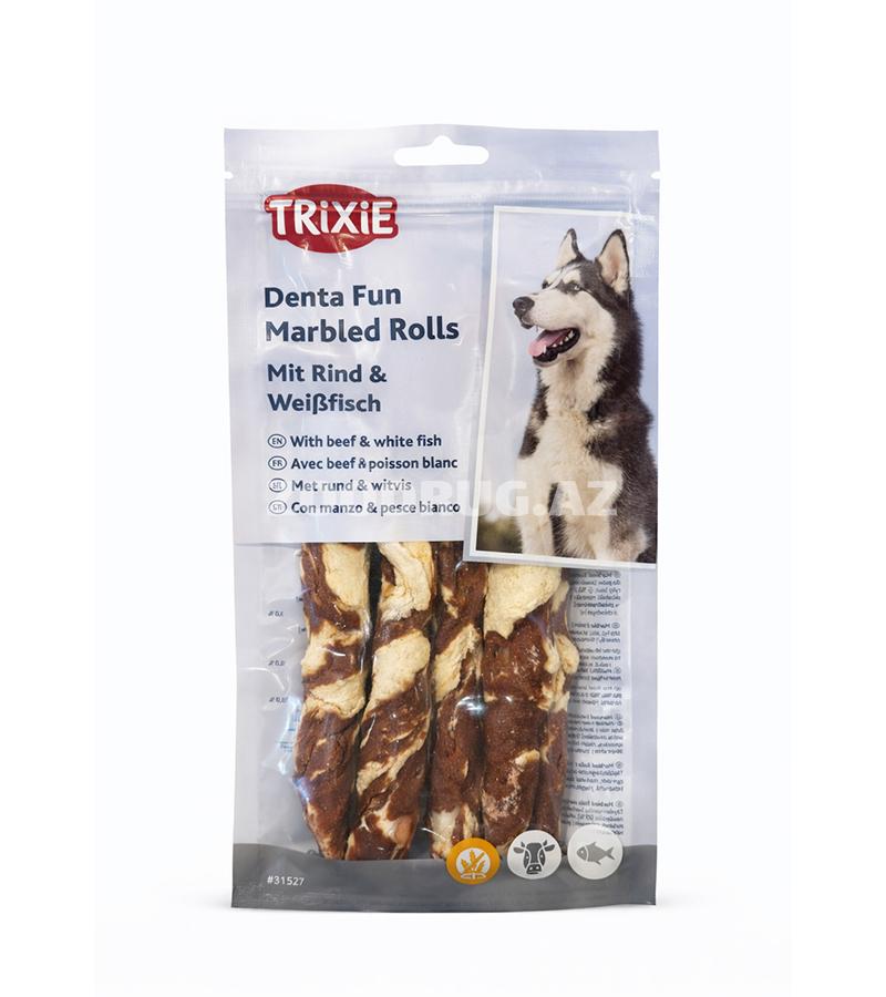 Лакомство Trixie #31227 Denta Fun Marbled Rolls с говядиной и белой рыбой для собак.