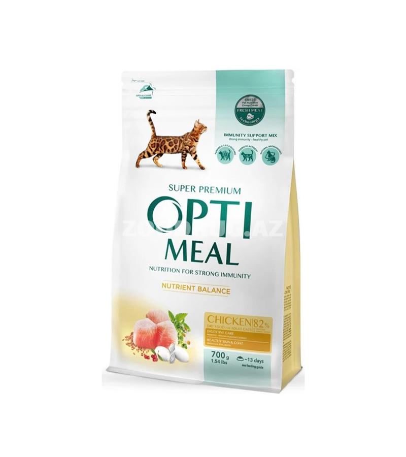 OptiMeal Toyuq quru yemi pişiklər üçün super premium toyuq dadlı bir pəhrizdir.