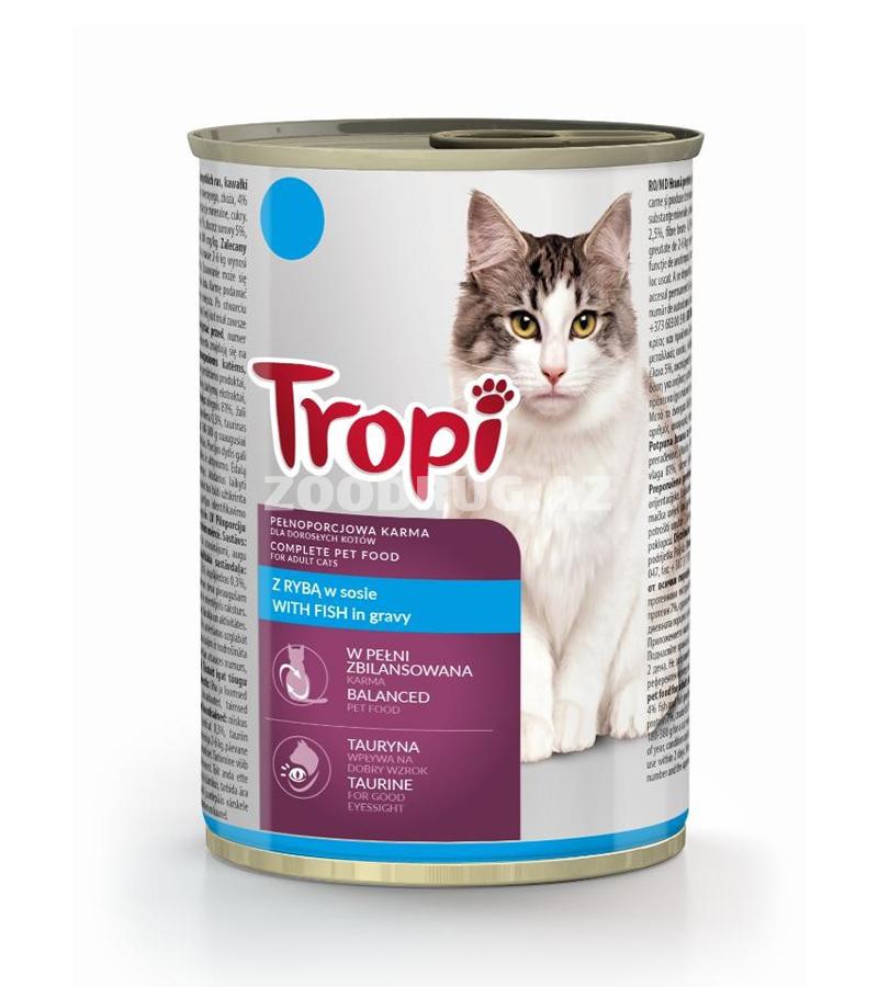 Yaş yem Tropi Adult Cat Fish - yetkin pişiklər üçün sousda balıq ilə yaş yem, 415 qr.