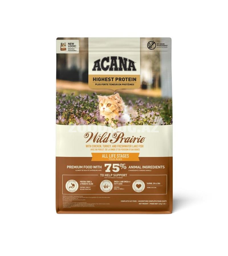 Сухой корм Acana Cat  Wild Prairie Holistic Hypoallergenic полнорационное питание со вкусом курицы,индейки и рыбы для кошек #714574