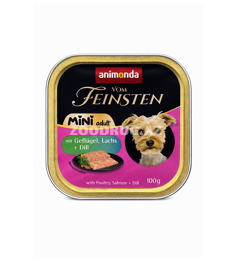 Влажный корм Animonda Vom Feinsten Mini Adult с птицей, лососем и укропом для взрослых собак мелких пород 100г.#82358
