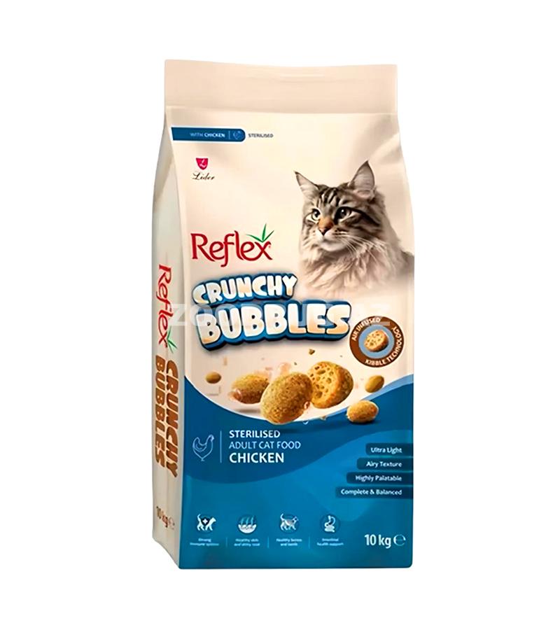 Quru yem Reflex Crunchy Bubbles Sterilised Adult Cat Food Chicken - yetkin sterilizasiya olunmuş pişiklər üçün toyuq ilə quru yem, 10 kq.