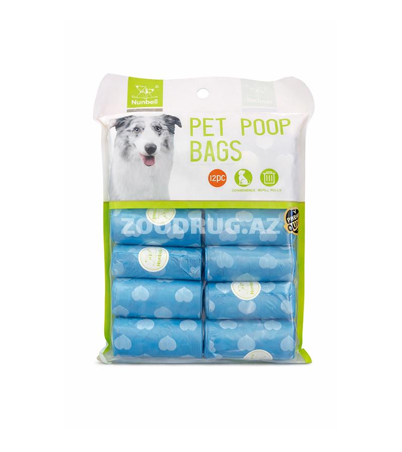 Пакеты для уборки за собаками Nunbell #0071 Pet Poop Bags, 12 рулонов.