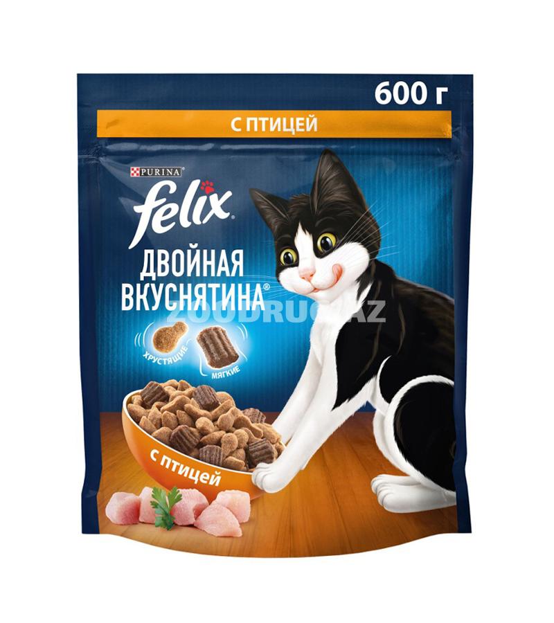 Сухой корм Felix двойная вкуснятина со вкусом птицы 600г.
