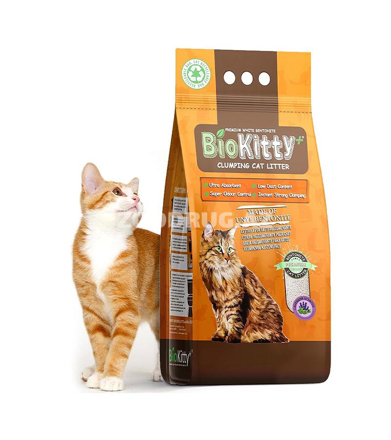 Наполнитель для кошачьего туалета BioKitty+ (комкующийся, бентонитовый)с ароматом лаванды 5л