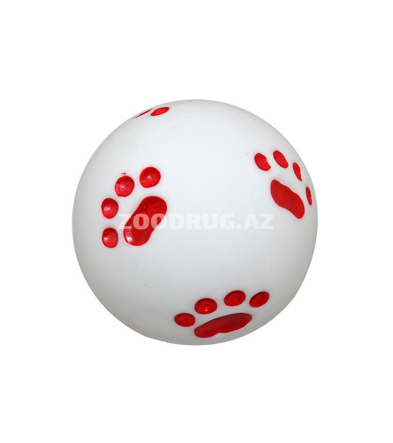Игрушка O.L.KAR "Белый мяч с лапками" с пищалкой для собак. Диаметр: 10 см.