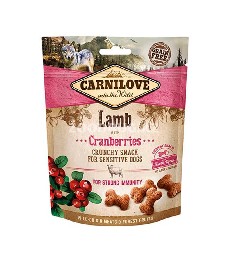 Лакомство CARNILOVE Dog Crunchy Snack Lamb with Cranberries хрустящие кусочки из мяса баранины с клюквой для взрослых собак (200 гр)