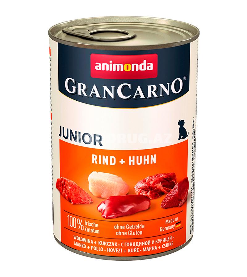 Консервы ANIMONDA GRAN CARNO ORIGINAL JUNIOR RIND & HUNT для щенков с говядиной и курицей (400 гр)
