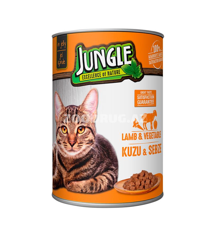 Консервы JUNGLE для взрослых кошек с бараниной и овощами 400 гр