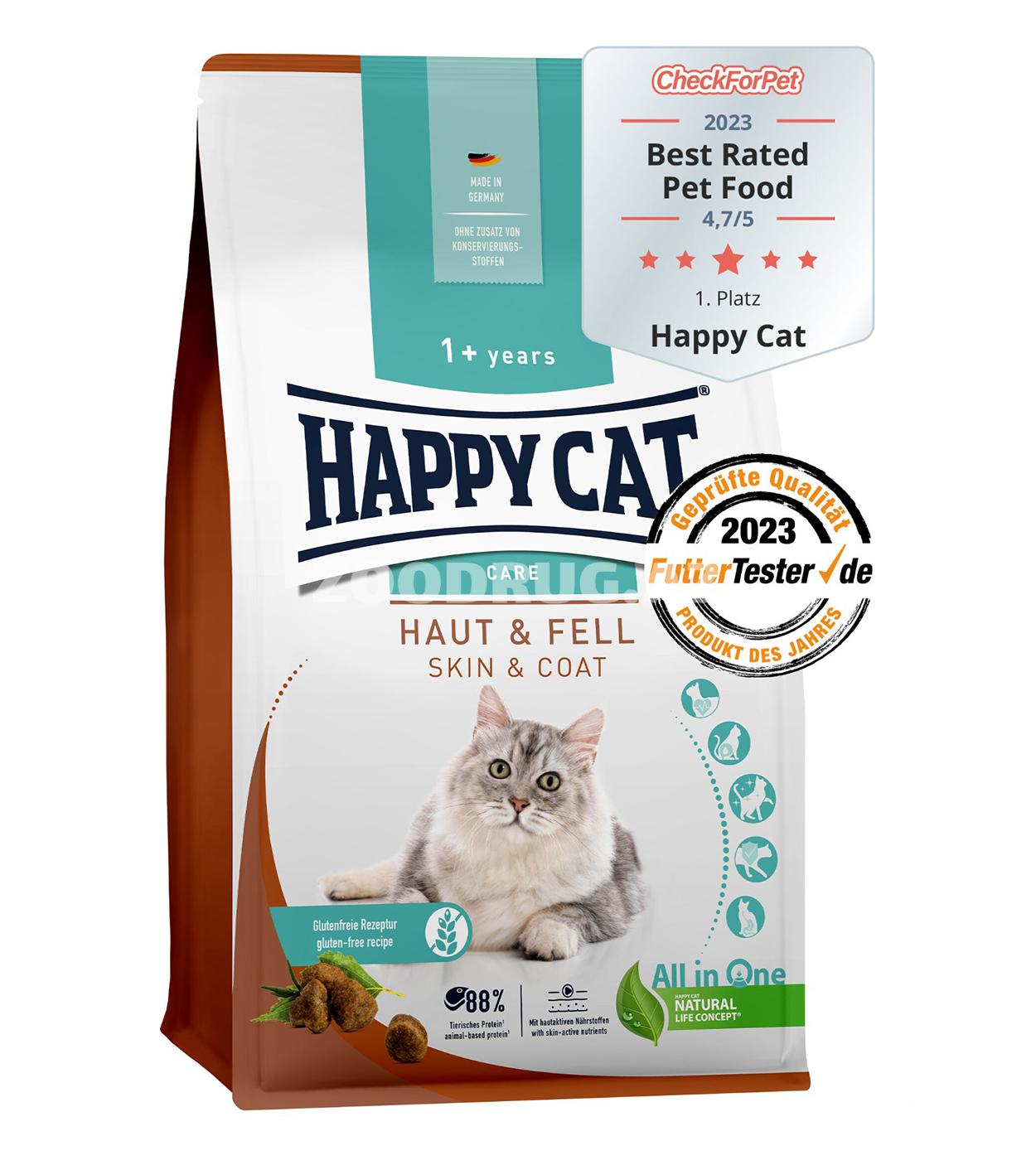 Сухой корм Happy Cat Care Skin & Coat для кошек (для здоровья кожи и шерсти)