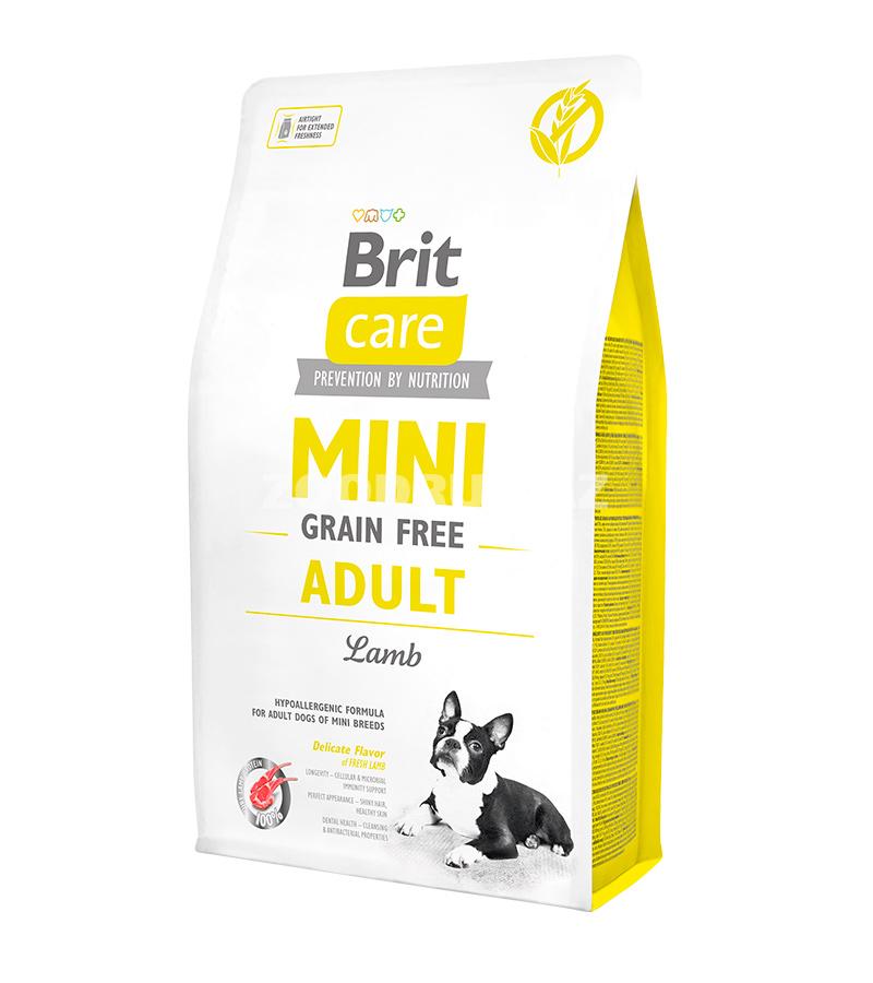 Сухой корм Brit Care Mini Adult Lamb Hypoallergenic Grain Free полнорационное питание, беззерновой для взрослых собак миниатюрных пород со вкусом ягненка 2 кг.