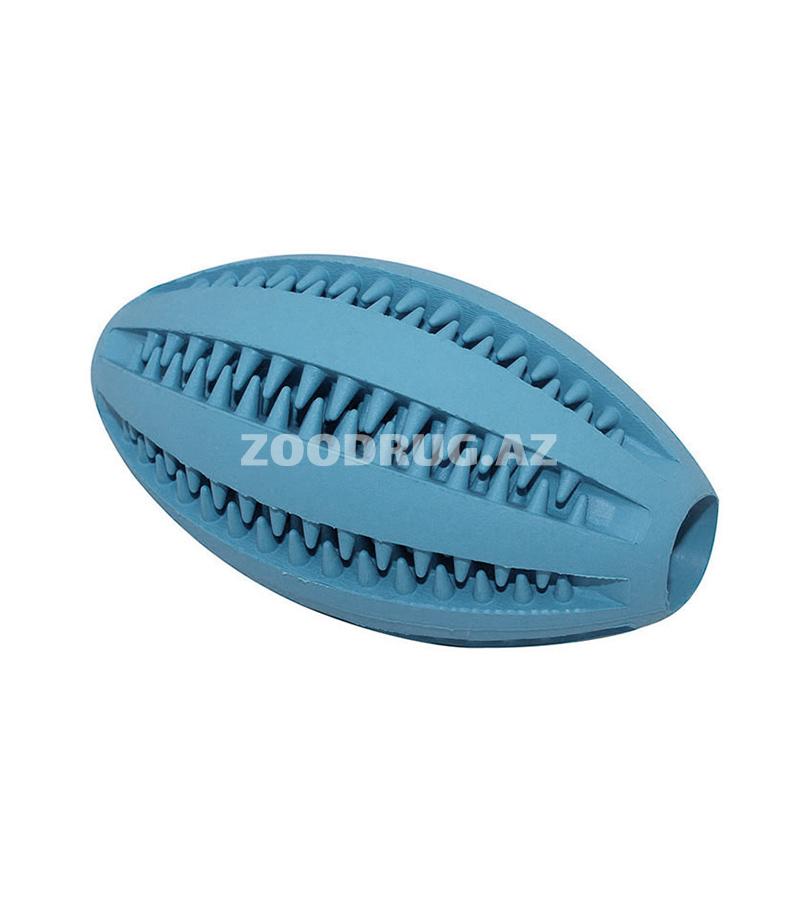 Грейфер O.L.KAR "Регби-мяч" массажный со вкусом мяты для средних и крупных пород собак. Цвет: Синий. Размер: 12 см.