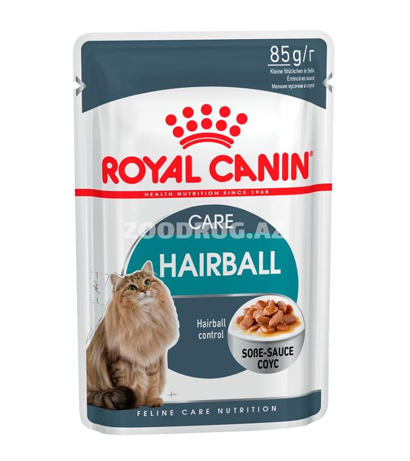 Влажный корм ROYAL CANIN HAIRBALL CARE для взрослых кошек для вывода шерсти в соусе 85 гр.