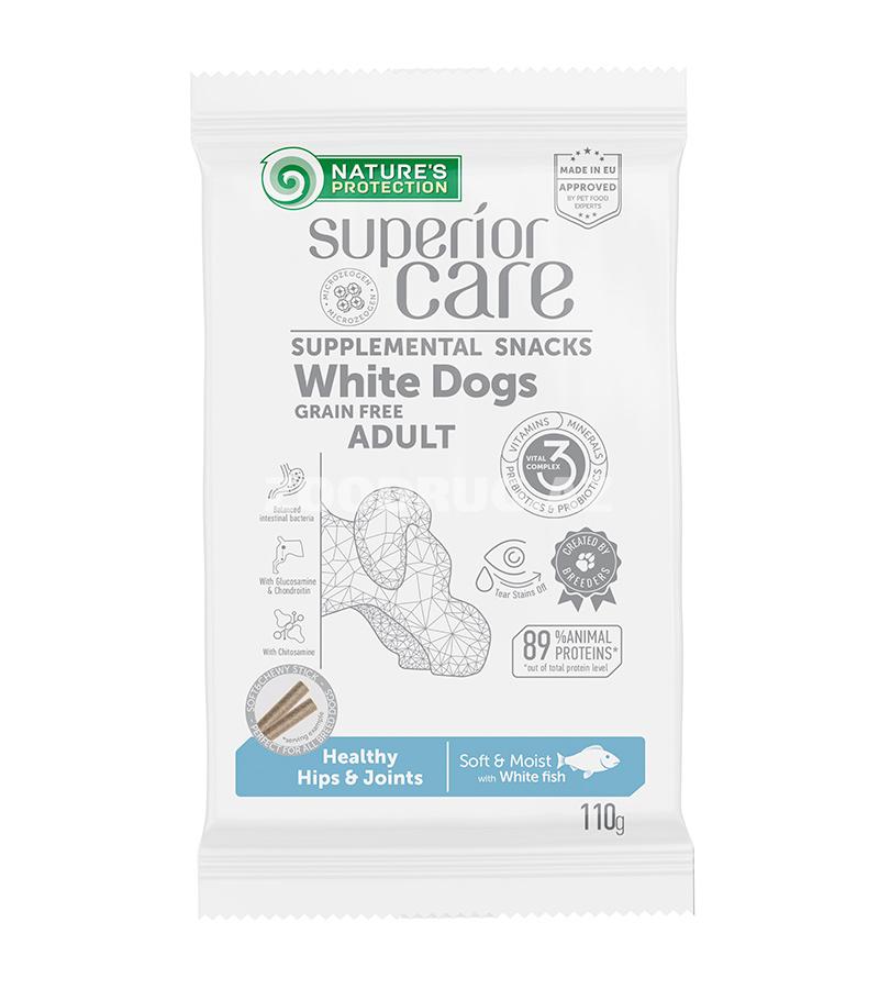Лакомства Nature's Protection Superior Care для белых собак с белой рыбой, для костей и суставов 110 гр.